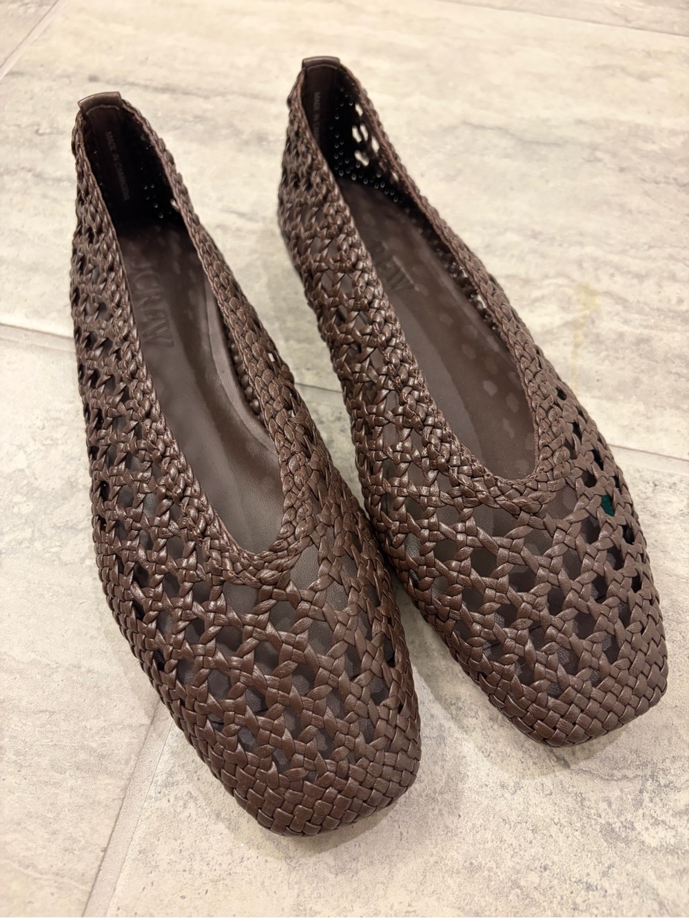 J Crew Quinn Handwoven Leather Ballet Flats in chocolate brown - Picture 2 of 4